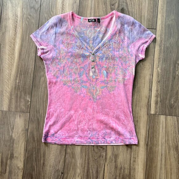 Pink Multicolored Graphic Baby Tee - Picture 5 of 8